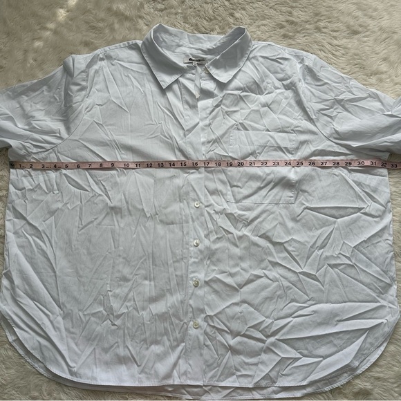 Madewell Top Plus Easy Y-Neck Button-Up Shirt Cotton Eyelet White 3X NWT New - Picture 9 of 12